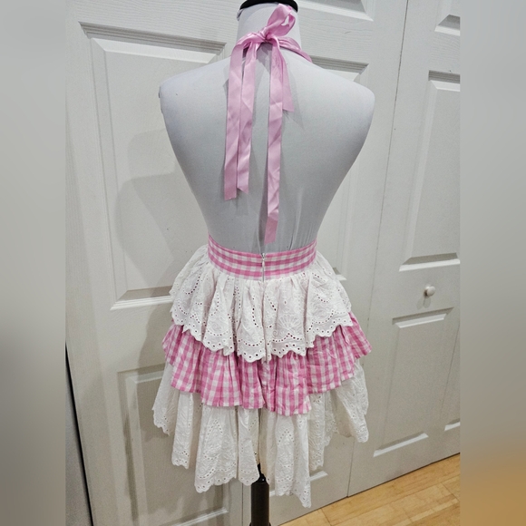 ~SOLD~ Dolls Kill Sugar Thrillz Pink Gingham Tiered Halter Smore Sweetness Dress - Picture 5 of 10